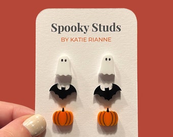 Spooky Stud Earrings, Halloween Earrings, Ghost Earrings, Bat Earrings, Pumpkin Earrings, Halloween Jewellery, Halloween Accessories