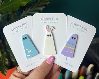 Ghost Pins | Easter Ghost Pin | Spring Ghost Pin | Spooky Pins | Spooky Gifts | Spooky Badges |  Spooky Brooch | Ghost Badges | Ghost Brooch