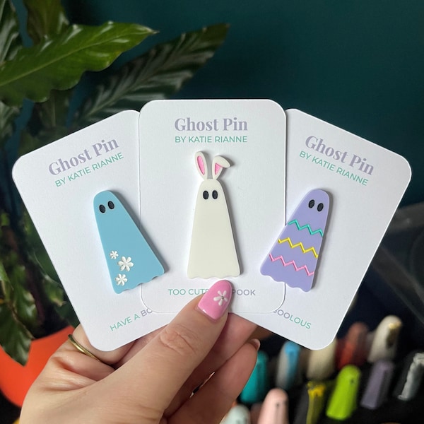 Ghost Pins | Easter Ghost Pin | Spring Ghost Pin | Spooky Pins | Spooky Gifts | Spooky Badges |  Spooky Brooch | Ghost Badges | Ghost Brooch