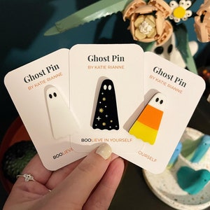 Ghost Pins | Halloween Pins | Spooky Pins | Candy Corn Ghost Pin | Halloween Badges | Ghost Badges | Spooky Badges