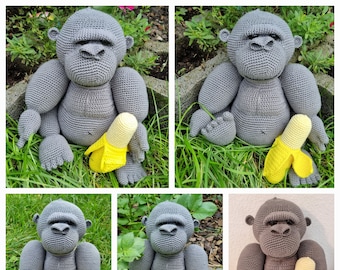 Crochet pattern Gorilla Kong with banana - German instructions