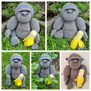 Crochet pattern Gorilla Kong with banana - German instructions