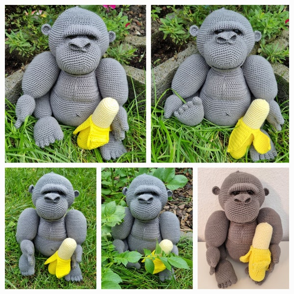 Häkelanleitung Gorilla Kong mit Banane - Deutsche Anleitung