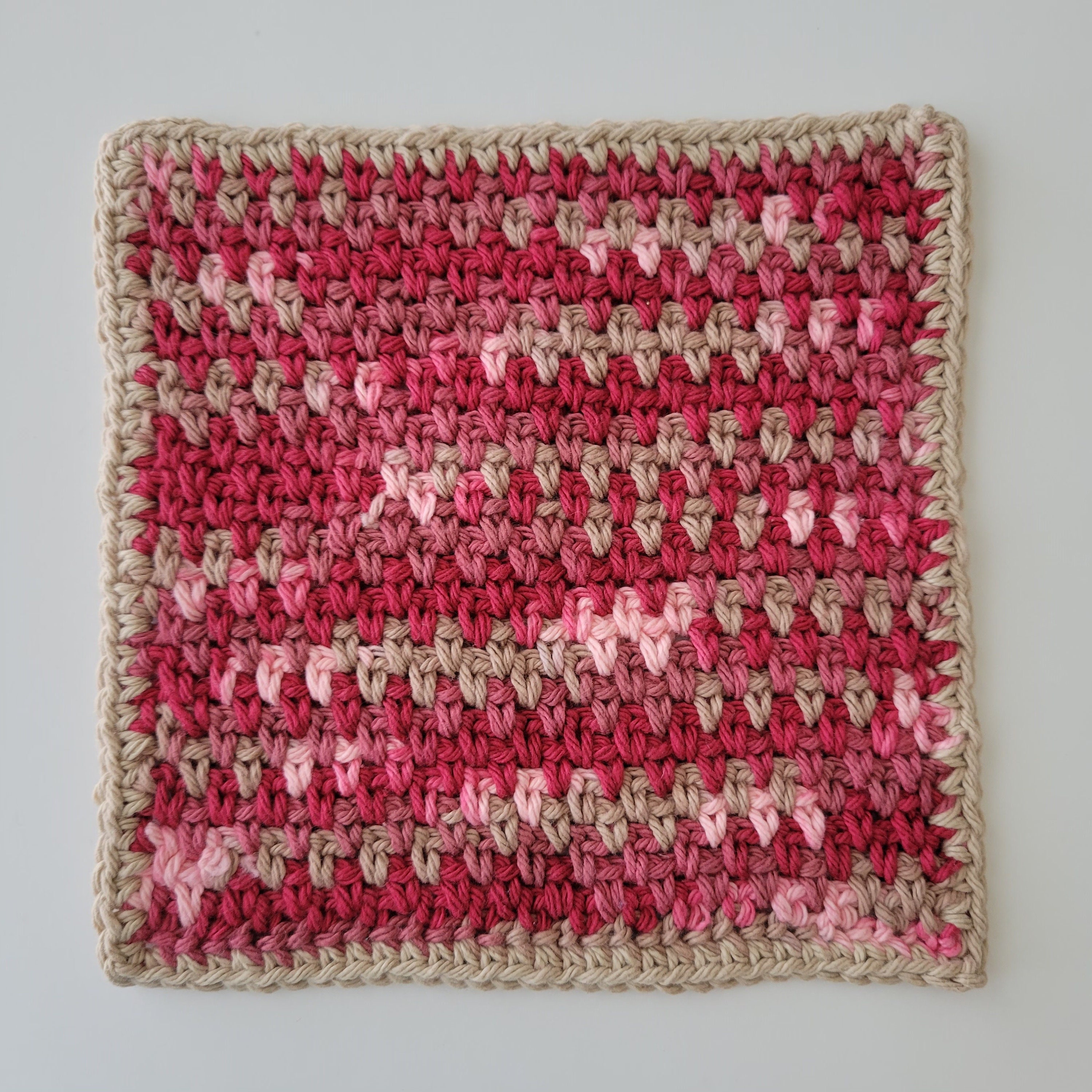 Cotton Dishrag Set Shades of Burgundy and Beige. Crocheted Etsy