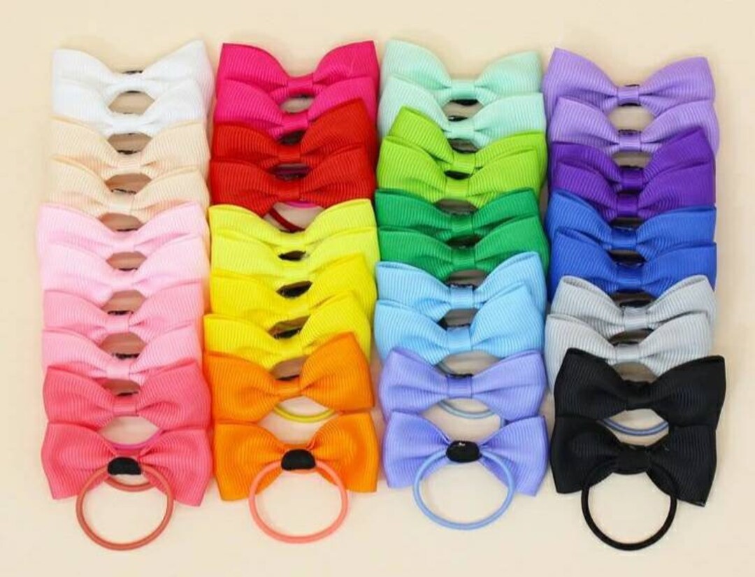 Single Girl Ribbon Hair Band/ Bow Bobble 5x2.5cm, 2x1 Girls Pinch Bows