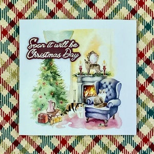 Handmade Christmas Card Square Cats