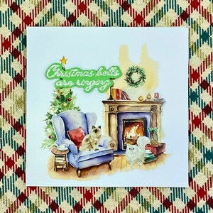 Handmade Christmas Card Square Cats