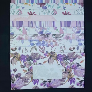 すみれ色の花の封筒、花柄、切手、郵便、ハッピーメール、手紙の書き方、ペンフレンド、手作り封筒、罫線入り封筒、10 枚パック