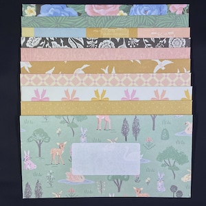 Cottage dreams envelopes, cute animals, snail mail, happy mail, letter writing, pen pal, handmade envelopes, lined envelopes, pack of 10