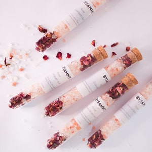 Rose Bath Soak Test Tube, Bath Salt, Party Favors, Bridal Shower, Wedding Favors, Mother&#39;s Day, Organic Bath Shots, Baby Shower,Plastic free