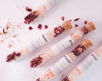 Rose Bath Soak Test Tube, Bath Salt, Party Favors, Bridal Shower, Wedding Favors, Mother's Day, Organic Bath Shots, Baby Shower,Plastic free