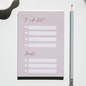 A6 Planner Notepad | Heart Print Daily To Do List Organiser | tear off sheet notepad for Office or Student | Goals journal | stationary