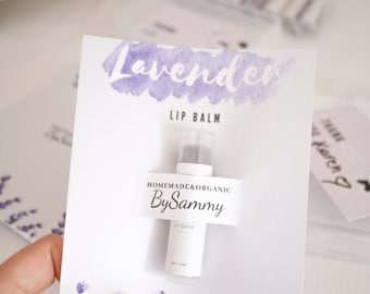 Lavender Lip Balm Holder for Canva, lip balms cards, printable cards, digital art, Canva templates
