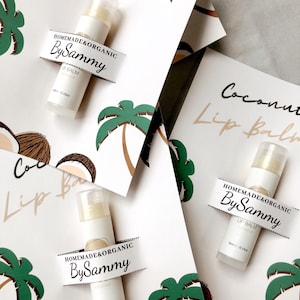 Support de baume à lèvres pour Canva, cartes de baume à lèvres à la noix de coco, cartes à imprimer, art numérique, modèles Canva