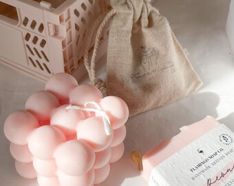 Pink Themed Gift Box | Pink Bubble Candle | Peony Soap | Lip Balm Gift Set | Birthday Gift | Care Package | Spa Gift Set | Cute Gift Boxes