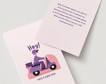 Purple Cute Small Business Thank You Card | Editable Customizable Digital Card Template | Thank You For Your Purchase | Scratch DIY