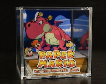 Paper Mario: The Thousand Year Door Diorama Cube - Battle With Hooktail - Video Game Room Decoration TTYD