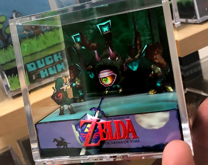 Legend of Zelda: Ocarina of Time Diorama Cube - Fighting Queen Gohma - Video Game Room Decoration OOT