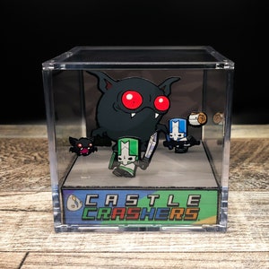 Castle Crashers Diorama Cube: Fighting Giant Bat - Video Game Room Decoration