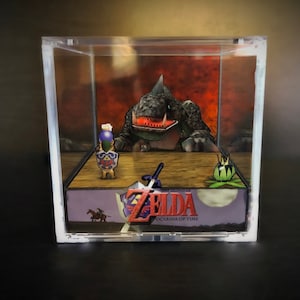 Legend of Zelda: Ocarina of Time Diorama Cube - Fighting King Dodongo Second Boss - Video Game Room Decoration