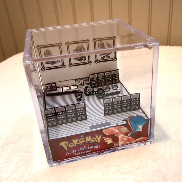 Cubo de diorama de Pokémon Rojo - Decoración de sala de videojuegos