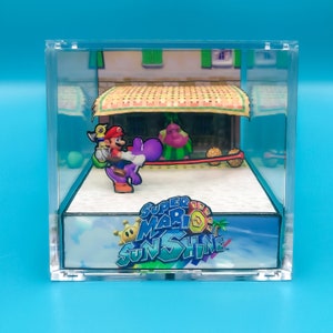 Super Mario Sunshine Diorama Cube: In the Plaza - Video Game Room Decoration