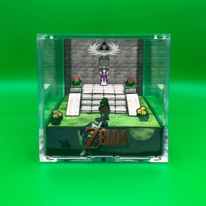 Legend of Zelda: Ocarina of Time Diorama Kub - Link och Zeldas första möte - Dekoration för videospelrum OOT