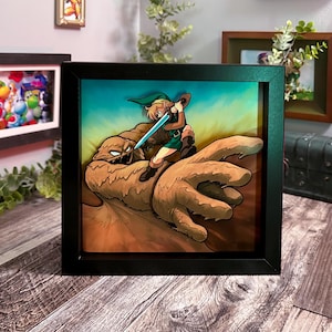 Legend of Zelda: Link To The Past 8&quot;x8&quot; Shadow Box - Fighting Geldman - Video Game Room Decoration SNES