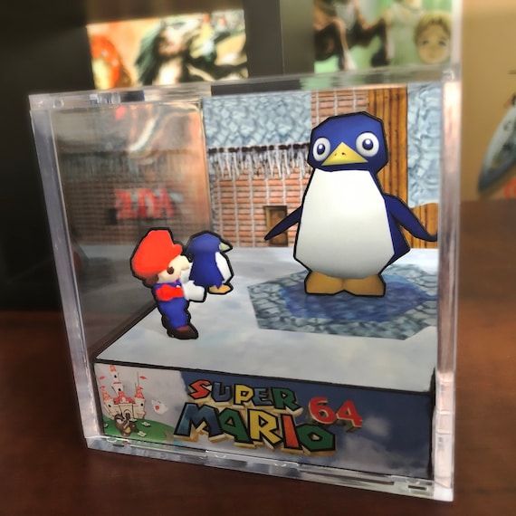 Super Mario 64 Diorama Cube: Baby Penguin - Video Game Room Decoration