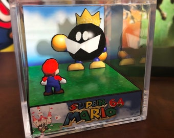 Super Mario 64 Diorama Cube: Baby Penguin - Video Game Room Decoration