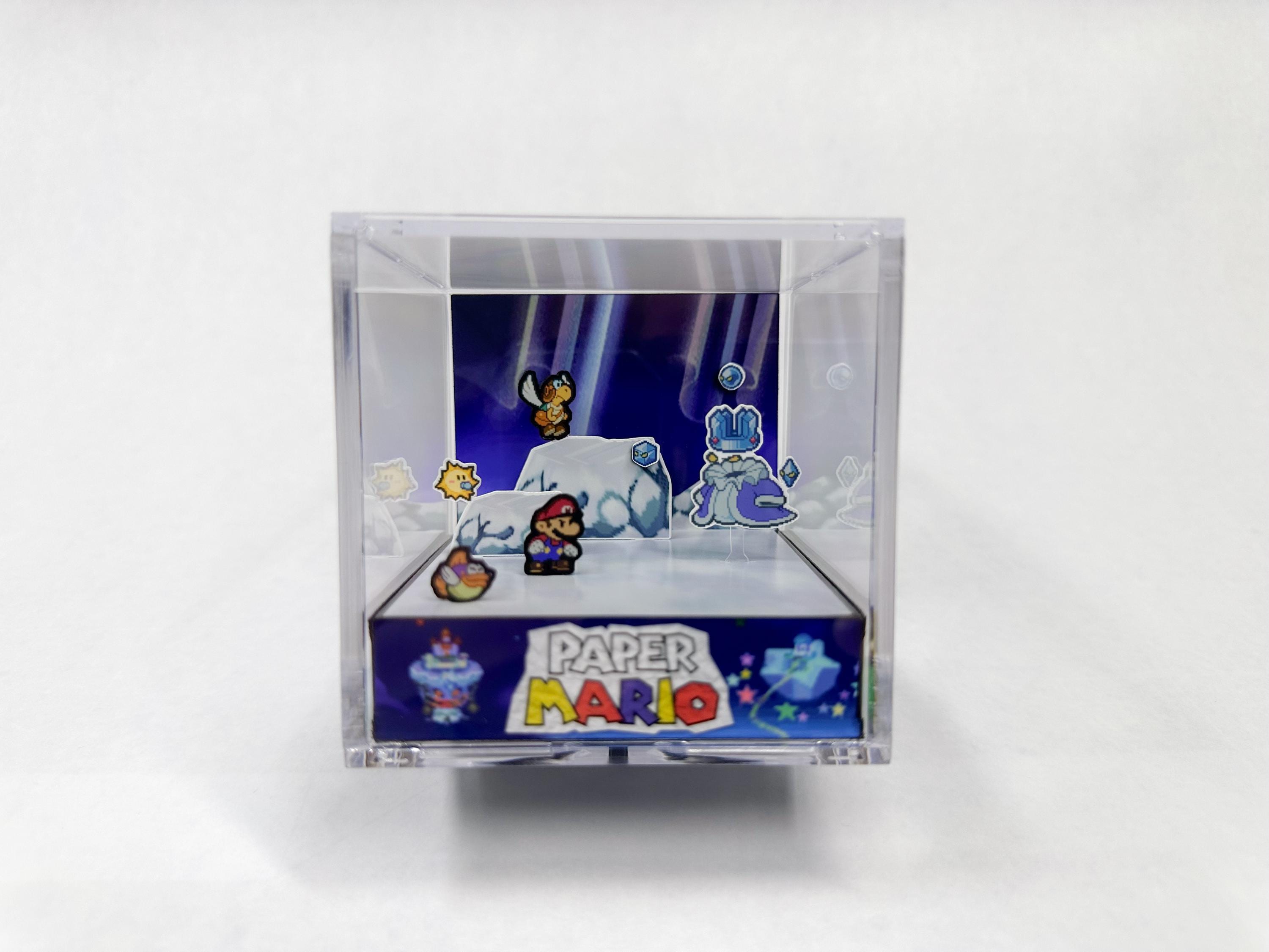 Paper Mario 64 Diorama Cube: Crystal King Battle - Desk Display - Video Game Room Decoration