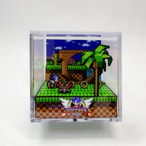 Sonic The Hedgehog Diorama Cube - Video Game Room Decoration