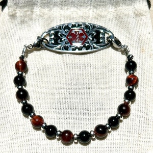 Medical I.D. Tag Bracelet, Custom Made Semiprecious Stone Bead Bracelet for Medical i.d. Tags, Interchangeable Bracelets for Medical ID Tags