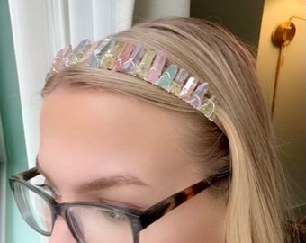 Aura Quartz Crystal Point Wire Wrapped Headband: Pastel  display picture 1
