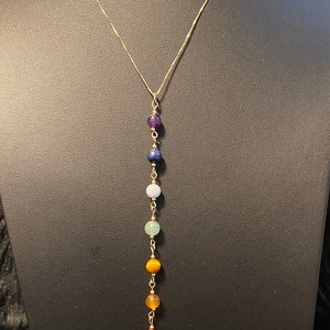 Collier Chakra en or massif 14 carats : pendentif en pierre semi-précieuse, chaîne maille forçat de 40 cm