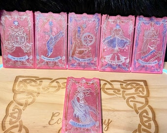 Resin Tarot Cards, Barbie Pink Tarot Cards, Pink Epoxy Resin Tarot Cards, Five Different Major Arcana Cards to Choose From, Pink Tarot Cards