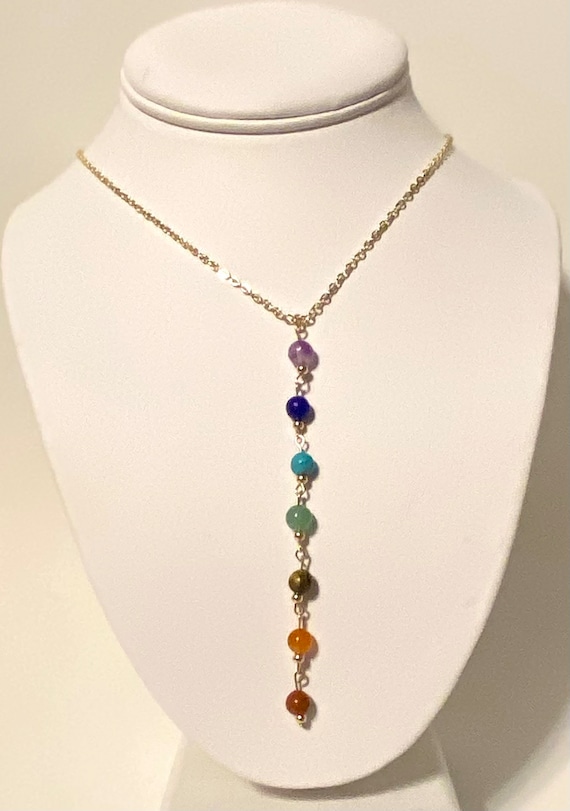Chakra Gemstone Necklace, 7 Chakra Gemstone Pendant With 18k Gold Plated  Stainless Steel Chain Necklace,yoga Necklace, Chakra Stone Necklace -   Canada