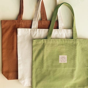 The Minimalist Tote Bag Sage Green Reusable Canvas Shoulder Bag, Beach Bag Shopping Bag, Book Bag, Tote Bag Pockets, Durable Tote image 1