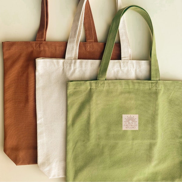 De minimalistische draagtas | Saliegroene herbruikbare canvas schoudertas, strandtas boodschappentas, boekentas, draagtaszakken, duurzame tas