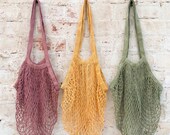 Hand Dyed French Market Bag, Reusable Grocery Bag Crochet bag, Cotton Mesh Tote, Farmers Market Bag, Net Bag, Zero Waste Living