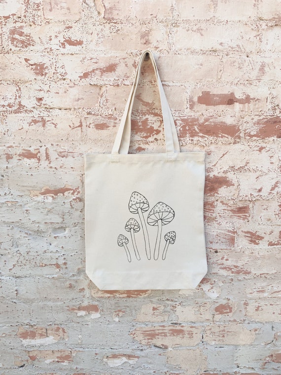 Mushroom Tote Bag Ready to Ship Gift Reusable Canvas | Etsy