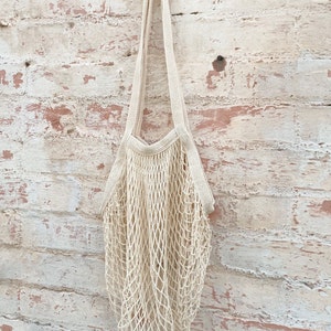 French Market Bag, Reusable Grocery Bag, Produce Bag Crochet bag, Cotton Mesh Tote, Farmers Market Bag, Net Bag, Zero Waste Living image 4