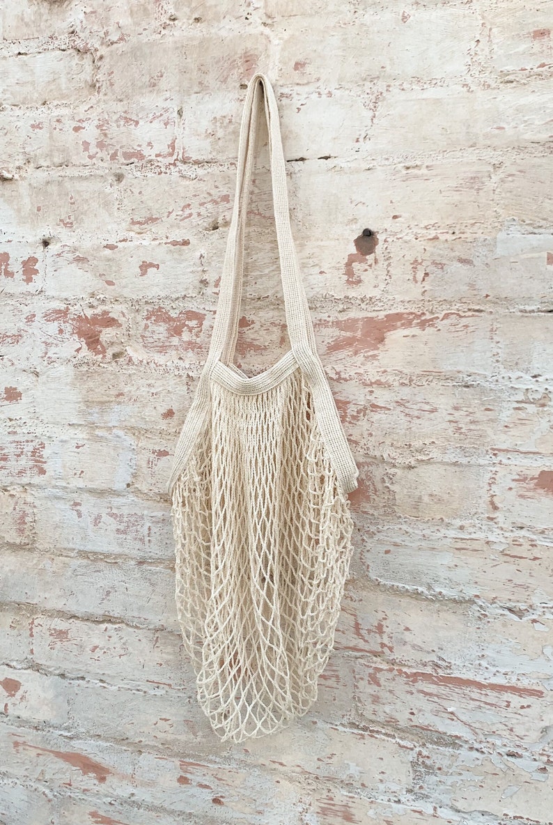 French Market Bag, Reusable Grocery Bag, Produce Bag Crochet bag, Cotton Mesh Tote, Farmers Market Bag, Net Bag, Zero Waste Living image 4