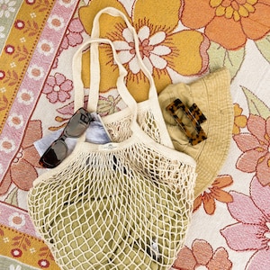 French Market Bag, Reusable Grocery Bag, Produce Bag Crochet bag, Cotton Mesh Tote, Farmers Market Bag, Net Bag, Zero Waste Living image 2