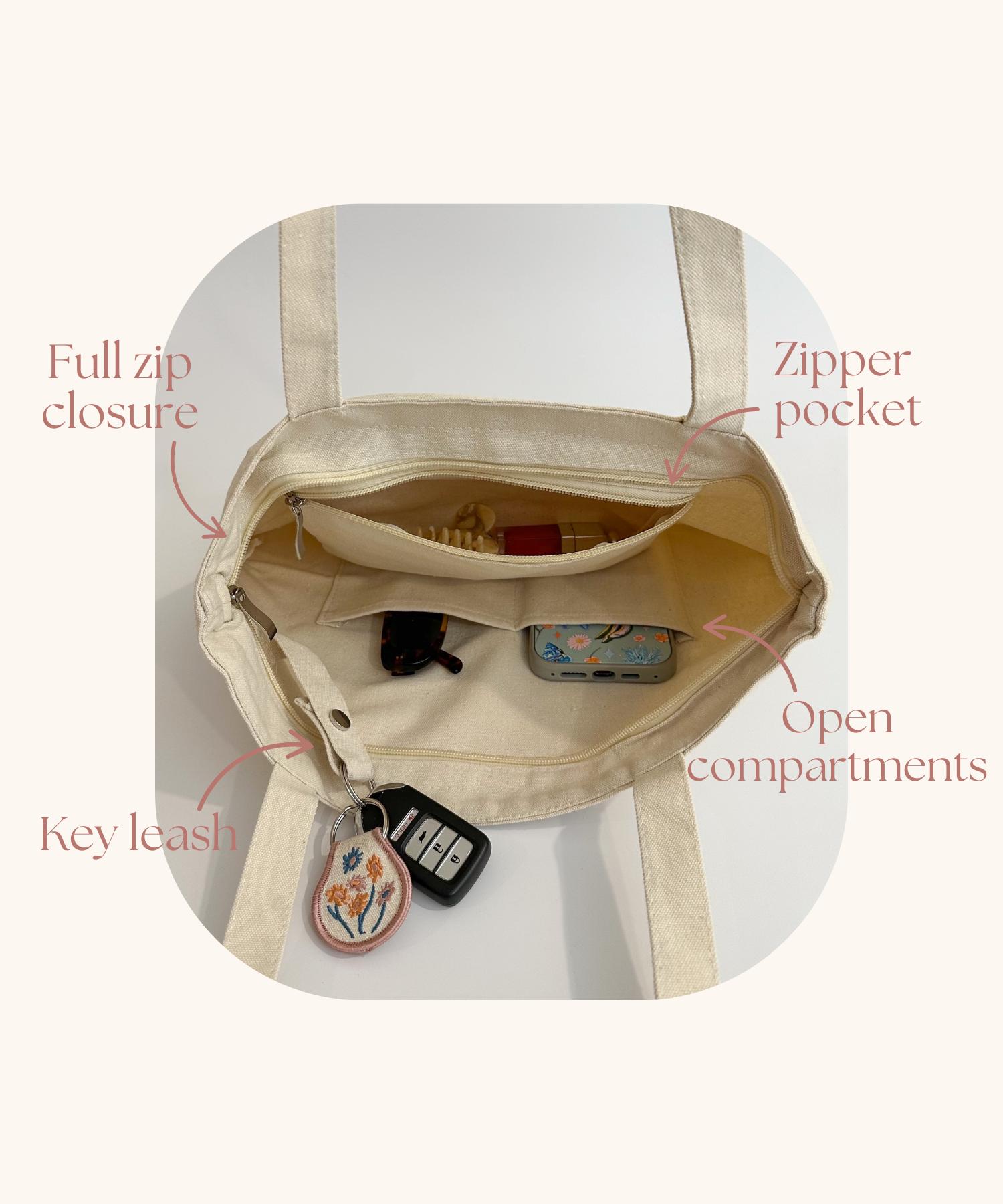 Tote bag with interior pockets hotsell