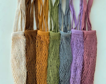 Sac épicerie, Sac de courses réutilisable, Sac pour fruits et légumes, Sac au crochet, Cabas en filet de coton, Sac de marché de producteurs, Sac filet, Vie zéro déchet