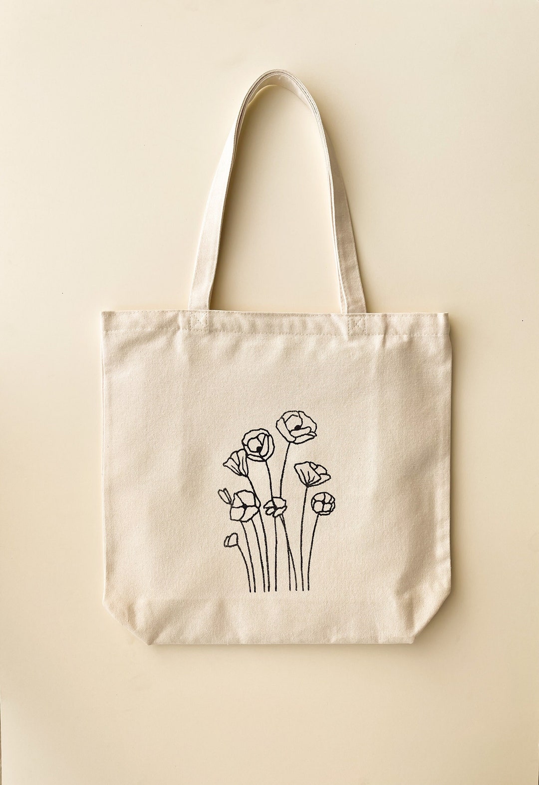 Reversible 100% Cotton Tote Bag - Blue Poppy