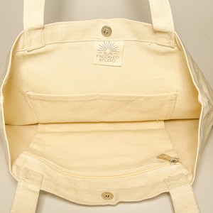 Matcha Melt Tote Bag with Interior Pockets, Reusable Canvas Shoulder Bag, Beach Bag Retro Groovy Shopping Bag, Book Bag, Farmers Market Bag image 2
