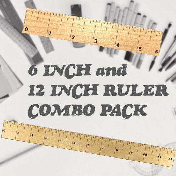 6" and 12" Ruler Combo Pack - Six and Twelve Inch SVG PDF VECTOR Laser Cutting Cricut Glowforge