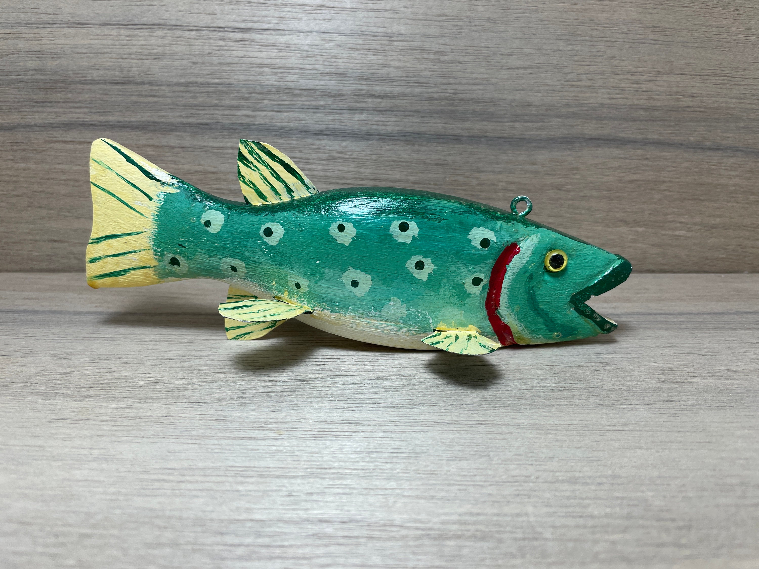 Hand Carved Wooden Fish Decoy Ice Fishing Spearing -  India